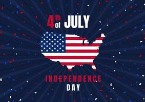 4th July background with American flag and confetti design