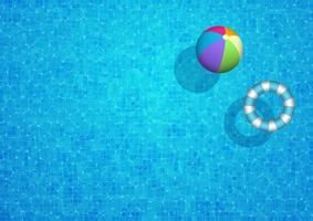 Swimming pool background with beach ball and rubber ring vector
