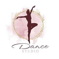 Elegant dance studio logo design vector