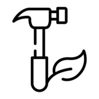 An eco hammer doodle line icon design vector