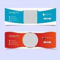 Modern email signature or email footer template bundle vector