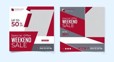 Exclusive weekend sale social media post template bundle vector