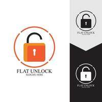 Flat unlock icon vector background