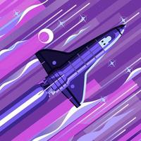 Shuttle Ship Fly In Space Concept vector
