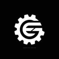 logotipo de marca de engranaje de letra ge