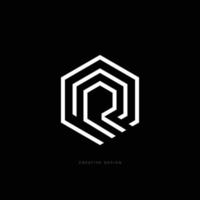 Letter R hexagon minimal branding logo vector