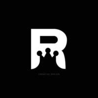 Letter R crown brand negative space logo vector