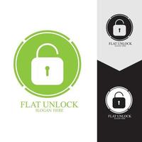 Flat unlock icon vector background