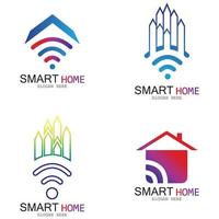 Wifi House Vector Logo.Smart City Tech Icon Vector. City Net Logo Concept Vector