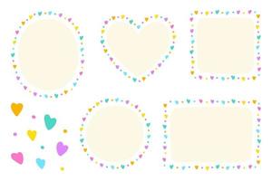 Abstract Bright Colorful Heart Love Valentines Day Dot Dash Line Doodle Hand Drawing Drawn Heart Circle Square Oval Rectangle Sticky note Shape Borders Frames Plate vector