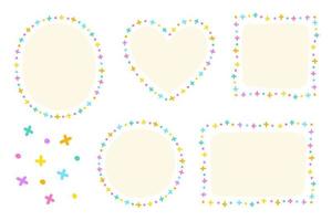 Bright Colorful Cross Multiply Dot Dash Doodle Hand Drawing Drawn Heart Circle Square Oval Rectangle Sticky note Shape Borders Frames Plate Sticky Note Set Collection Background Vector Illustration