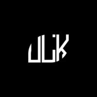 . concepto de logotipo de letra de iniciales creativas ulk. diseño de letras ulk. diseño de logotipo de letras ulk sobre fondo negro. concepto de logotipo de letra de iniciales creativas ulk. diseño de letras ulk. vector