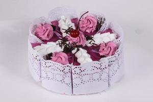 Cake with cream flowers photo