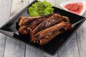 Roasted pork ribs photo