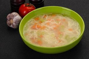 Chicken soup with noodles photo