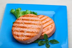 Salmon burger cutlet photo