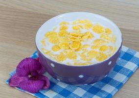 Breakfast with cornflakes photo