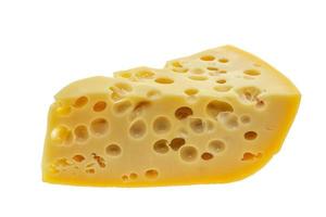 Maasdam cheese - yellow triangle with holes photo