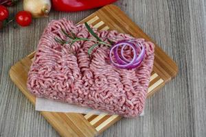 Raw minced pork meat photo