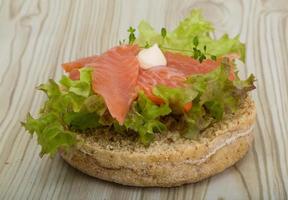 Salmon sandwich with thyme photo