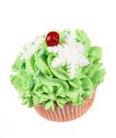 Studio isolated creamy green cupcake photo