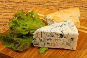 Blue cheese  with salad leaves photo