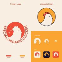 lindo y divertido concepto de logotipo de pollo vector