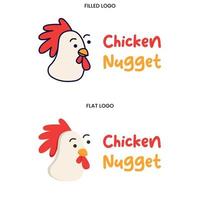 lindo y divertido concepto de logotipo de pollo vector