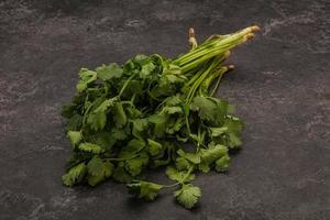 Green coriander or cilanto leaves heap photo