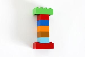 Colorful toy brick letter I photo