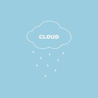 la nube y lloviendo en el cielo azul, vector y diseño plano de ilustración para web o plantilla.