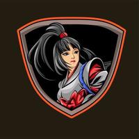 beautiful female character esport logo, for team, squad gaming esport logo vector