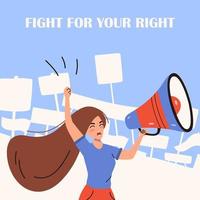 Activist woman with loudspeaker vector