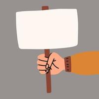 Human hand holding protest sign vector