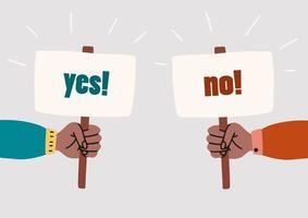 Hands with banners vector