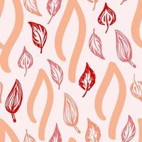 Calm gentle floral vector seamless pattern in pastel colors. Pink, coral leaves on a light background. For prints of fabric, textile products, bed linen, packaging.