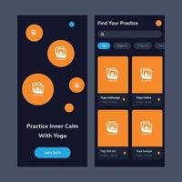 Modern expertise ui design template vector. Sport ui design dark mode. Health mobile app. User interface simple design vector