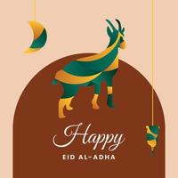 Gold gradient eid al-adha illustration vector. Suitable for content social media, poster, banner. Islamic background vector