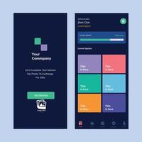 Game ui ux design template vector. Education mobile app. Flat design user interface. Dark mode style vector