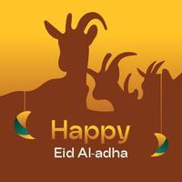 silueta feliz vector de ilustración de eid al-adha. adecuado para contenido de medios sociales, pancarta, afiche. fondo islámico