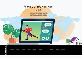 illustration flat Global Running Day on june business brochure flyer banner