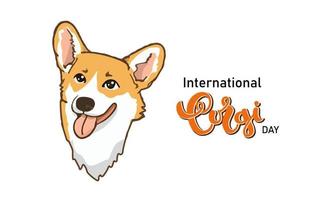 corgi dog cute pet art logo symbol for celebrate corgi day in june
