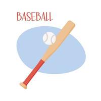 Baseball bat and ball isolated. Baseball team sports game. Vector flat object illustration