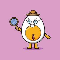 Cute cartoon character Boiled egg detective vector