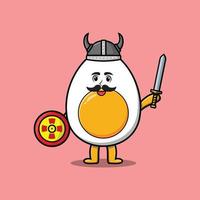 Cute cartoon character Boiled egg viking pirate