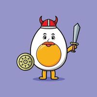Cute cartoon character Boiled egg viking pirate