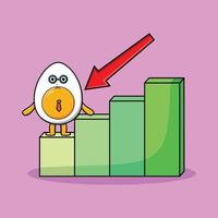 Boiled egg cute businessman with a deflation chart vector