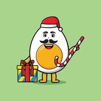 dibujos animados huevo hervido personaje de santa claus navidad vector