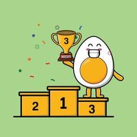 Cute cartoon boiled egg as the third winner vector