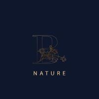 Initial logo letter B luxury style. Vintage nature floral Leaves concept logo design template vector